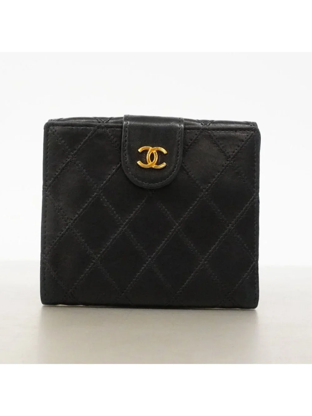 Chanel Wallet Bicolor Lambskin Black Gold